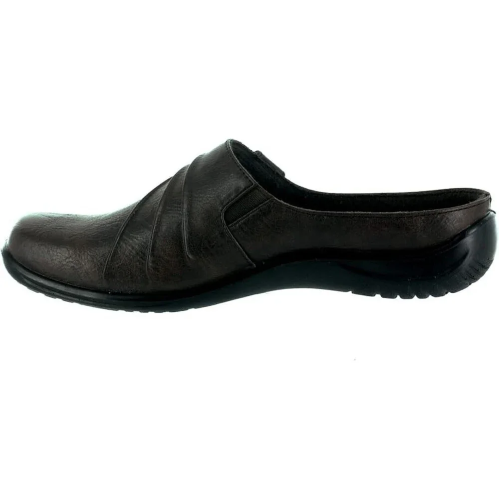 Easy Street Holly Clog Womens US 11 Brown Leather Square Toe Comfort Shoes PQ685